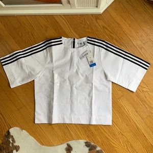 Adidas Oversized White Trefoil Tee Shirt XS New